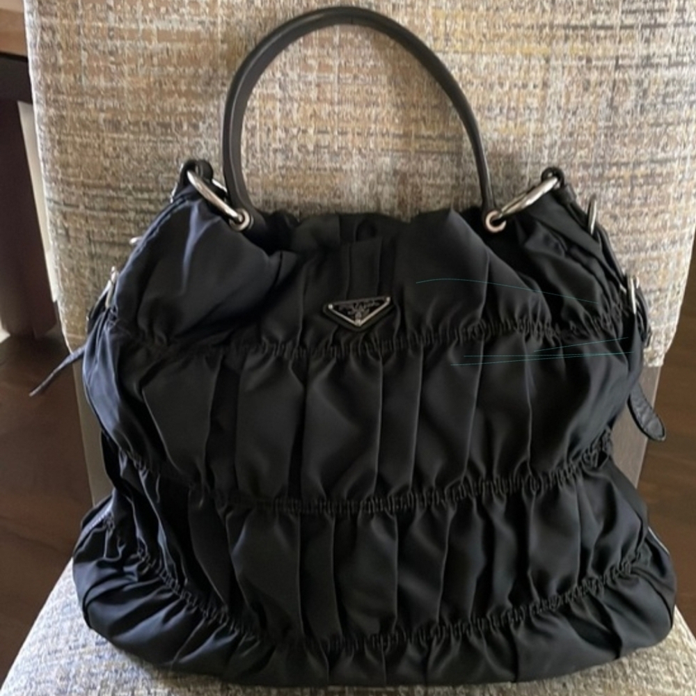 Prada Tessuto Gaufre Shoulder Bag Includes Free Crystal Key Chain
